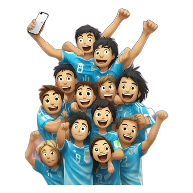 argentinian selection won the qatar 2022 soccer mundial championship, argentinians gather in the Buenos Aires obelisk to celebrate anime style sticker
