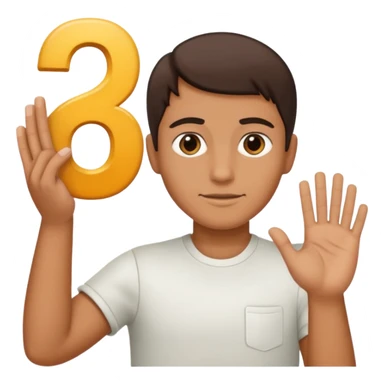 🤷🏻‍♂️ number 6 in left hand and number 7 in the right hand sticker