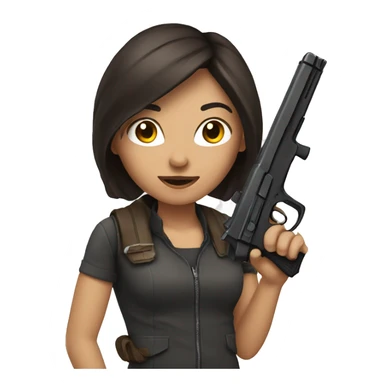 brunette holding a gun  sticker