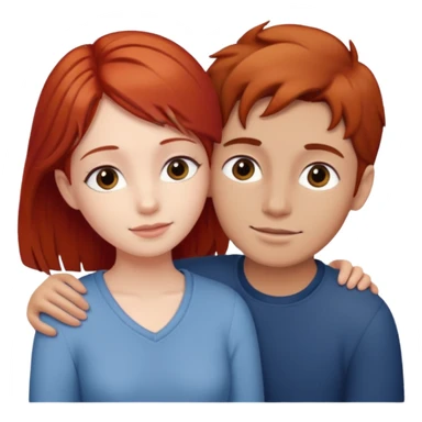 Red haired girl with brown hair boy romance sticker