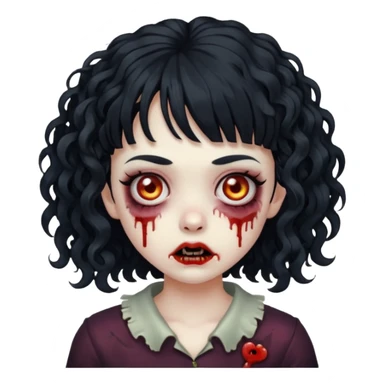 Faça uma garota zumbi, com cabelos cacheados & uma franja. sticker