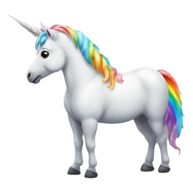 The unicorn bends with a rainbow sticker