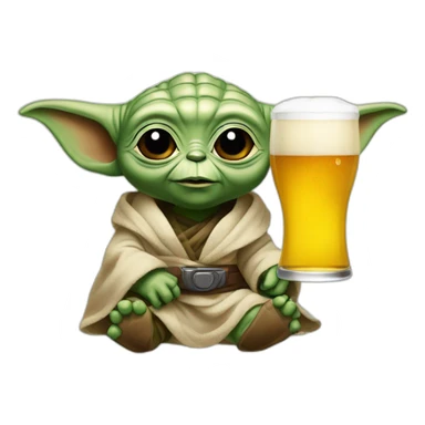 Bebe Yoda avec une bière sticker