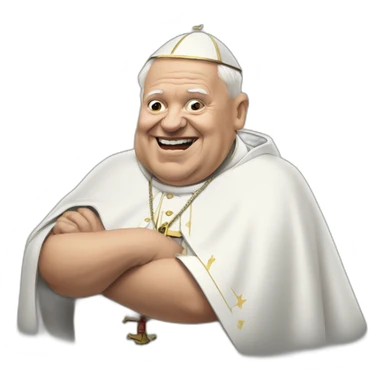 a fat and old pope wearing a metallica t-shirt sticker