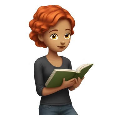 Girl with red hair reading a book sticker