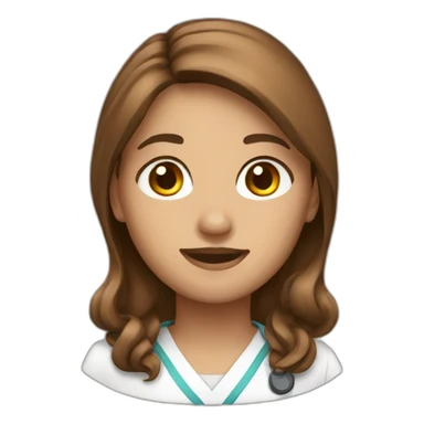 Nurse brown long hair sticker
