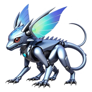  exotic futuristic modern cyber-Fakémon-Digimon-Trico-creature sticker