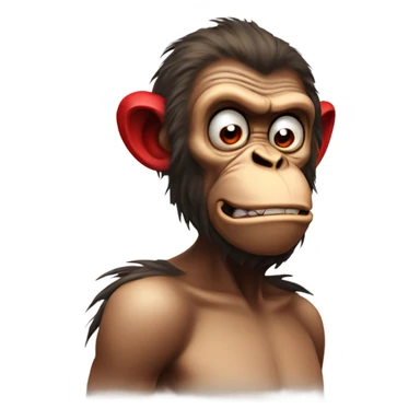 Really mad monkey, red and ears and nose have smoke sticker