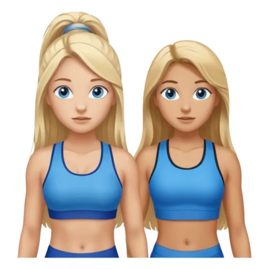 two girls in gym wear one with blue eyes and long brown hair one with blonde long hair blue eyes tanned sticker