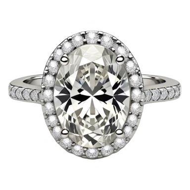 3 carat oval halo engagement ring, platinum sticker