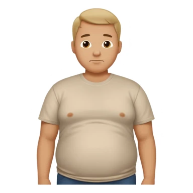 Male has bloated belly in t-shirt profile angle shot sticker