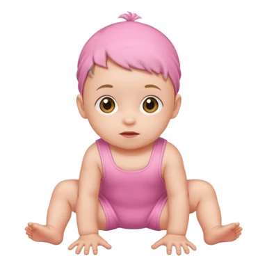 Baby in pink romper crawling sticker
