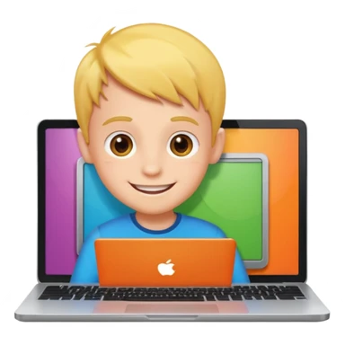 Make in Apple style a boy stay in laptop sticker