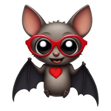 bat wearing heart shaped glasses sticker