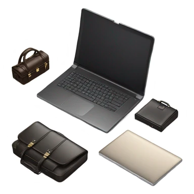 laptop and briefcase next to it sticker