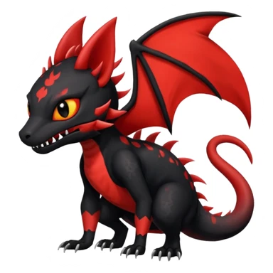 Cherry-Red and Jet-Black Fierce Fiery Mohawked Gothic Salandit-Litten-Torracat-hybrid-creature (full body) sticker