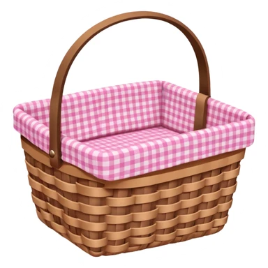 pink gingham fabric  basket   sticker