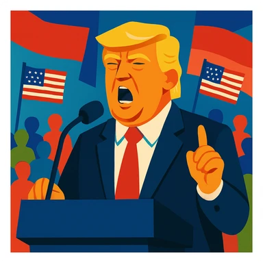 Donald Trump speaking at a rally sticker