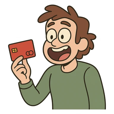red debit card, simple, modern, no text sticker