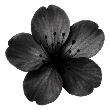show  one black cherry blossom without a stem , remove background sticker