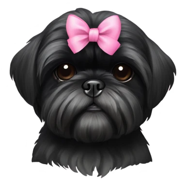 All black Shih Tzu with a pink bow on each ear sticker