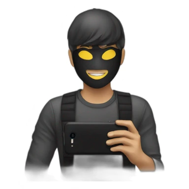 masked boy taking phone selfie sticker
