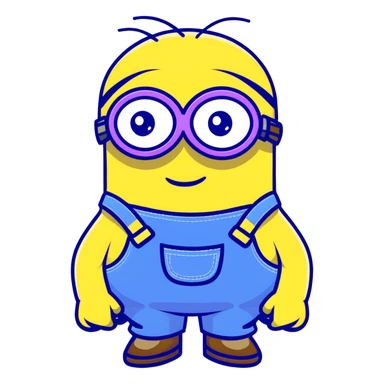yellow minion with one eye, goggles, blue overalls sticker