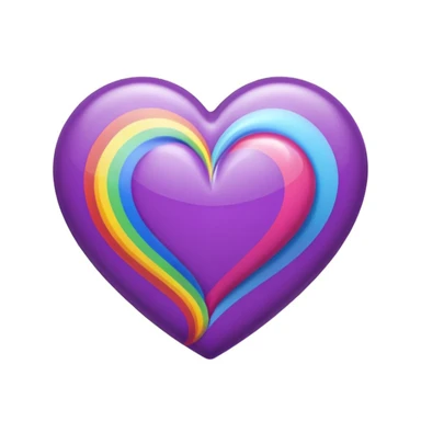 purple heart with a rainbow swirl sticker