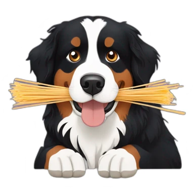 Bernese mountain dog eating spaghettis sticker