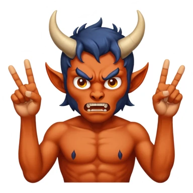 A demon with 2 hands and the hands are middle fingers sticker