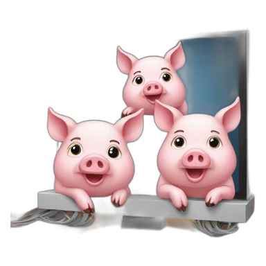 Three pigs with computers sticker