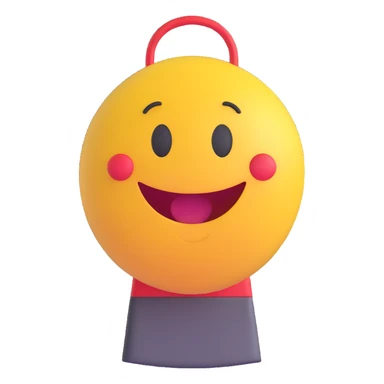 3D smiley emoji, round shape, wearing a sales apron, smiling face sticker