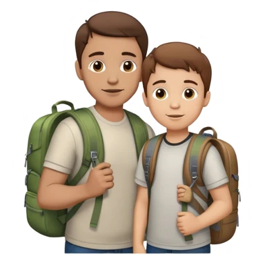 Father and son brow hair backpack buddies sticker