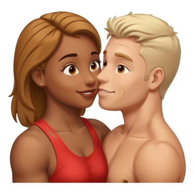 buff white man Kissing brown girl sticker