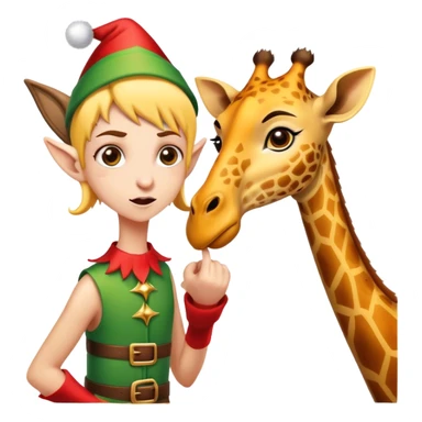 Christmas elf fighting A giraffe  sticker