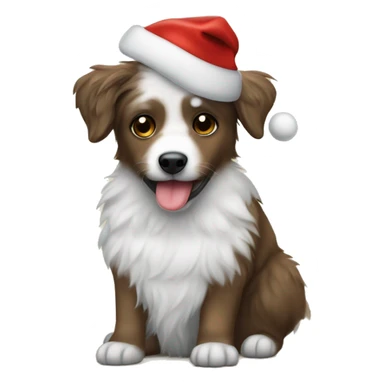 Aussiedoddle wearing a Santa hat sticker