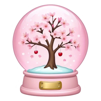 Pastel pink snow globe，Cherry blossom sticker