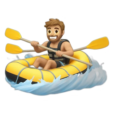 Tan muscular guy white water rafting sticker