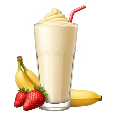 protein shake with banana and strawberries around sticker