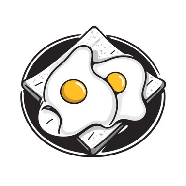 sunny side up eggs on toast, hand drawn doodle, playful and sketchy sticker