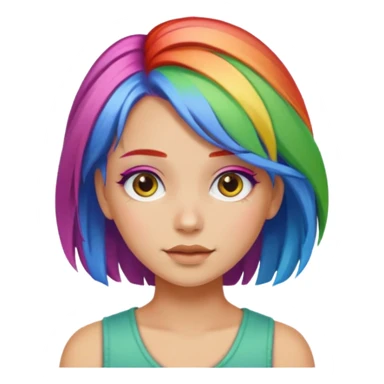 Girl with rainbow hair sticker
