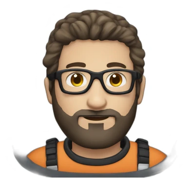 caucasian man astronaut black beard, man-bun and glasses sticker