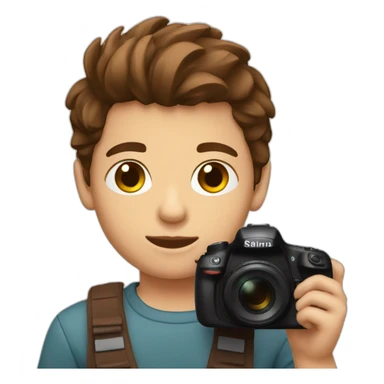 boy brown hair brown eyes taking picuture with a dslr sticker