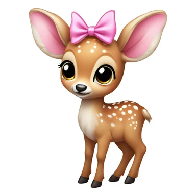 baby deer with fairy wings and a pink bow around its neck  sticker