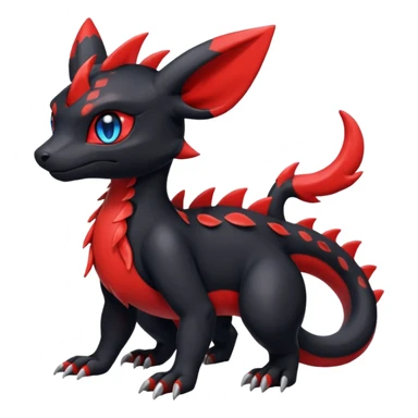 Cute Shiny Guilmon-Salandit-Umbreon-Fakémon-hybrid-creature (full body)  sticker