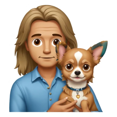 long harired man with dog chihuhaha sticker