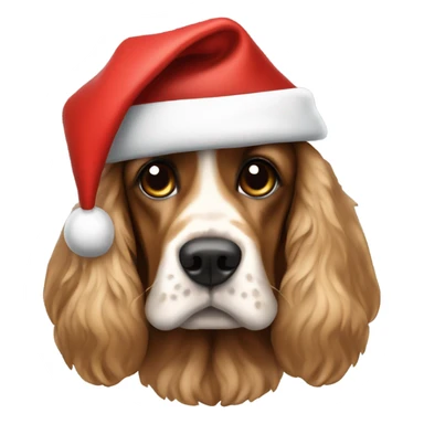 A cocker spaniel with a Santa hat on sticker