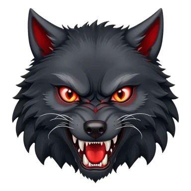 angry snarling black wolf with red eyes sticker