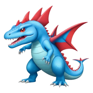 Badass cool colorful salamence-croconaw-hybrid, full body sticker