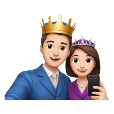 a man who's taking a selfie in a room with the statue of the queen elizabeth the II sticker